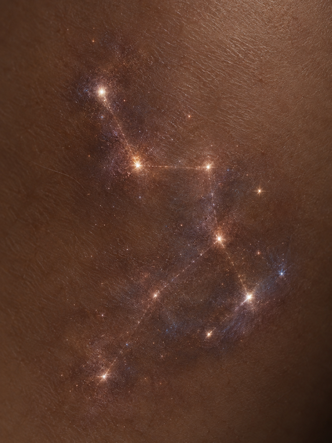 Constellation-inspired intervention over natural skin texture